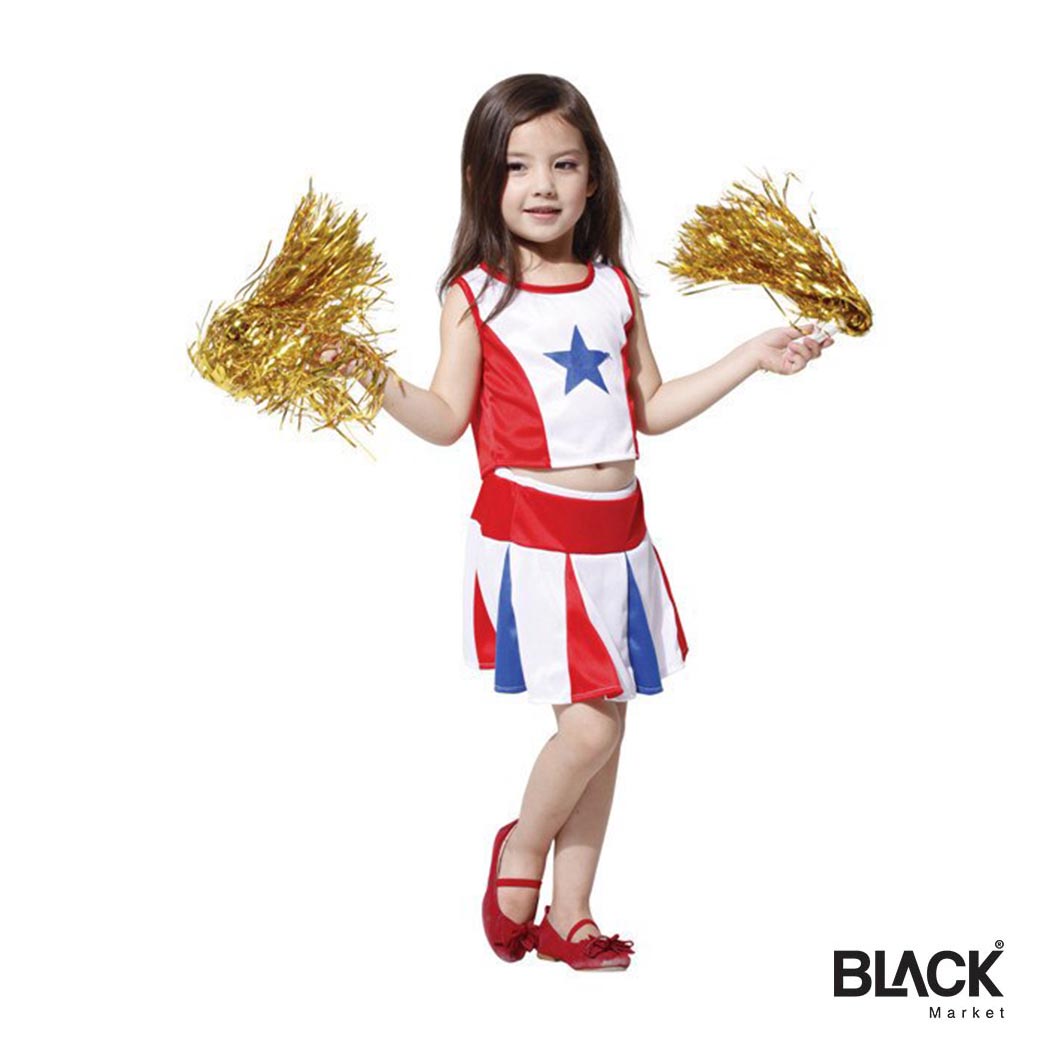 Gift Tower Girls Halloween Lovely Cheerleader Costume - BLACK Market