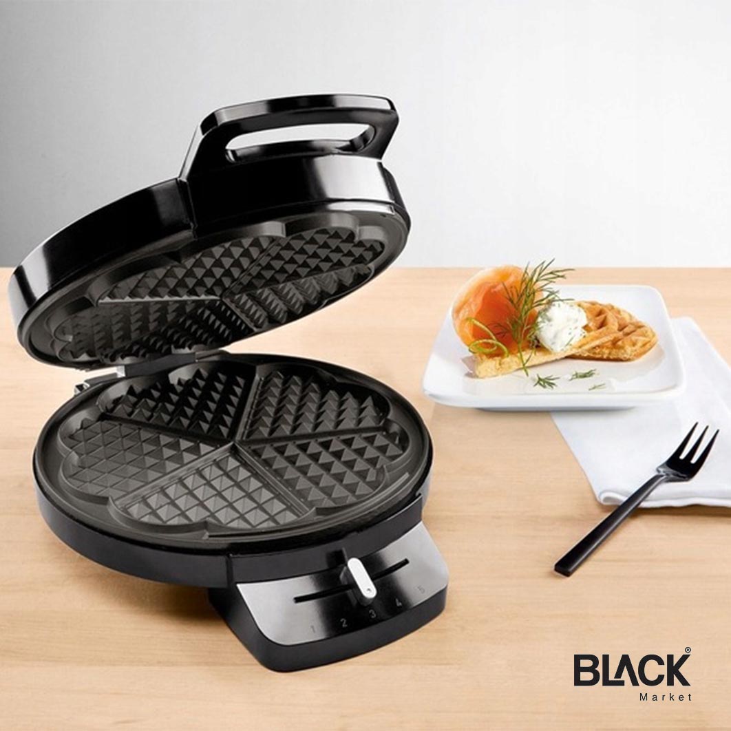 Silvercrest Waffle Plates - Cooking 1200W Machine, - BLACK Maker Market With Deep Non-Stick Coating Shaped Flower