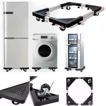 Adjustable Bracket Base Stand Washing Machine Fridge Stand for Mini Fridge - 56x56cm, Black