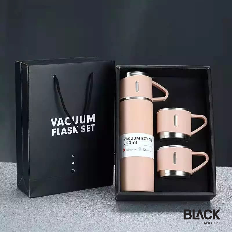 500Ml Bullet Thermos Bottle Set Double-Layer Stainless Steel Vacuum Flask  Travel Water Bottle Business Tea Cup Christmas Gift (Color : White set)