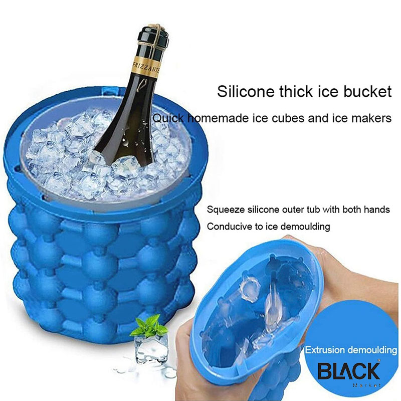  Ice Genie New & Improved- The Original Ice Cube Maker, Holds up  to 72 Cubes, Now Larger Cubes, Silicone Bucket With Lid, Use  Indoors/Outdoors, Bottled Beverage Cooler, Dishwasher Safe & BPA-FREE