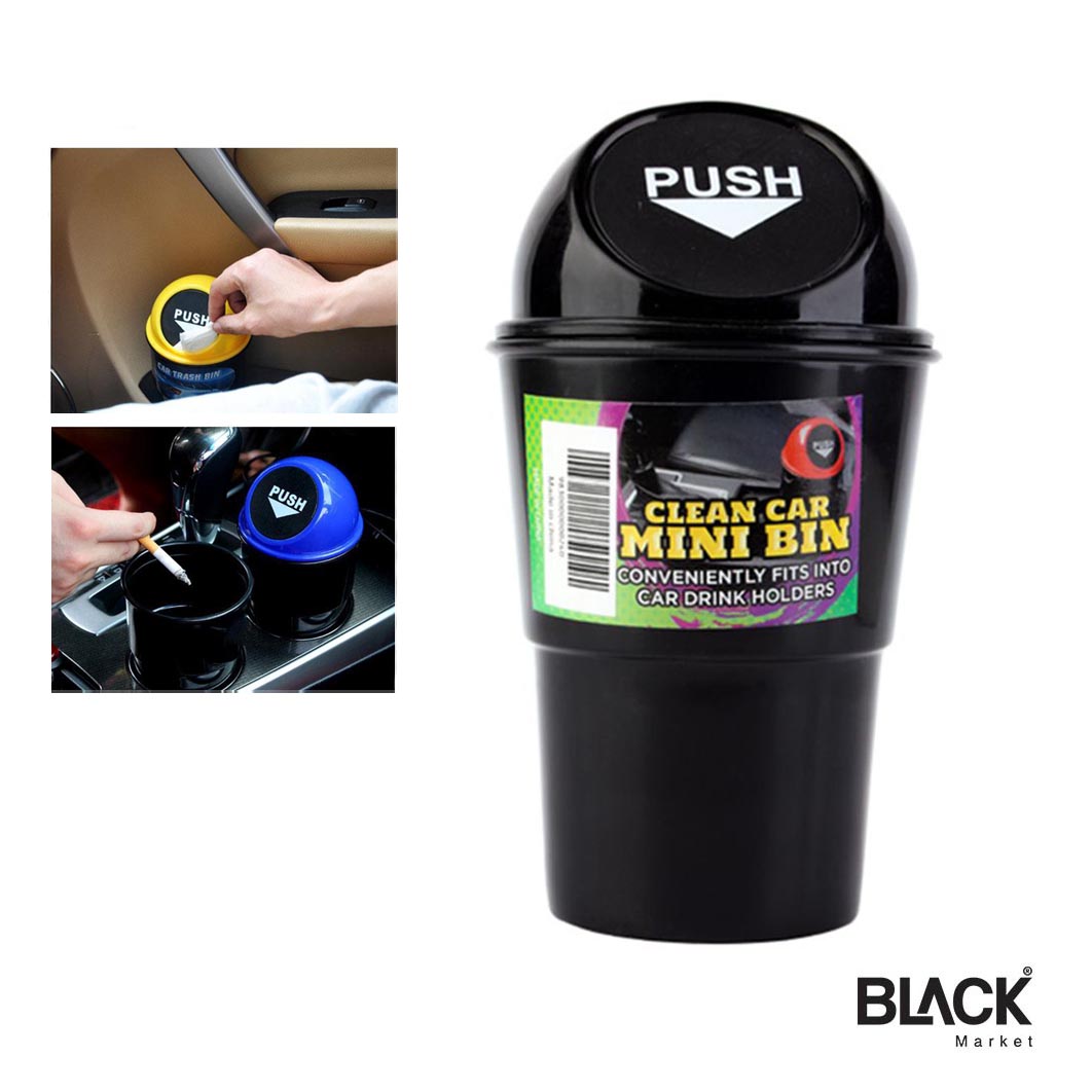 Clean Car Mini Trash Bin Cup Holder - BLACK Market