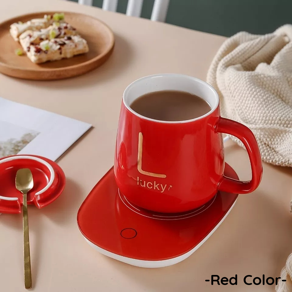 Electric Heated Coffee Mug Cup Set with Warmer Heating Pad - Pick Your Plum