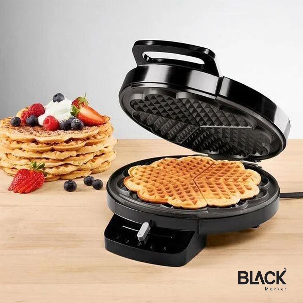 Silvercrest Waffle Maker Machine, Flower Plates Coating Non-Stick With BLACK Shaped - - 1200W Market Cooking Deep