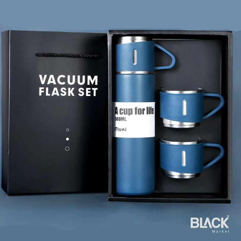 500Ml Gift Box Set Flask with 2 Cup Double-Layer Stainless Steel Vacuum  Thermos Coffee Tumbler Travel Mug Water Tea Infuser Taza