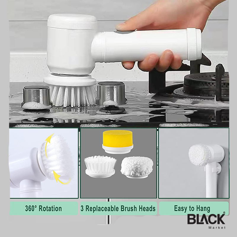5 In 1 Electric Cleaning Brush Handheld Kitchen Bathroom Clean