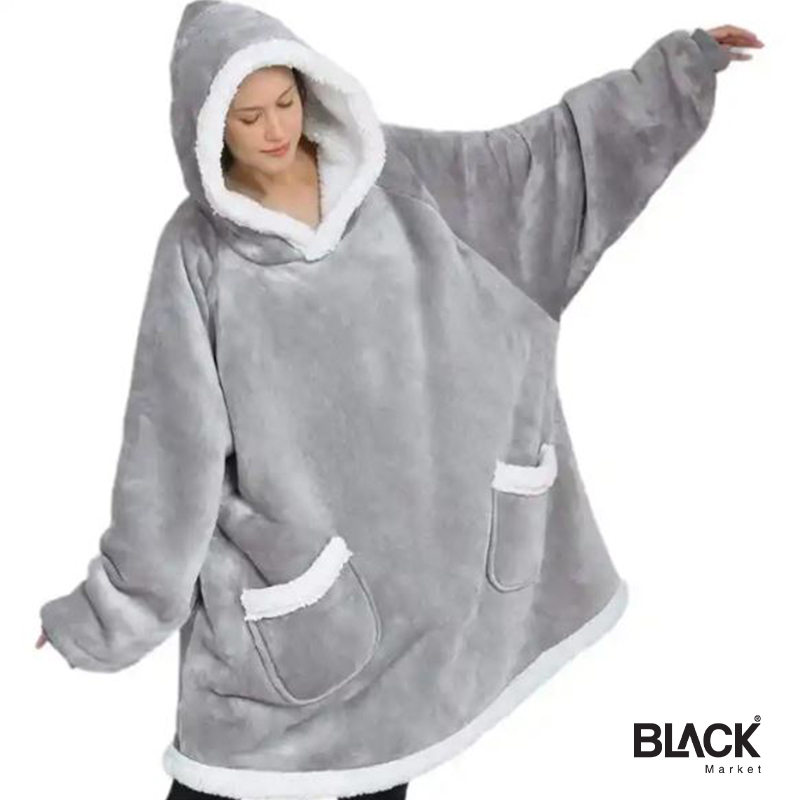 Huggle Oversized Wearable Blanket Hoodie for Men & Women - BLACK Market