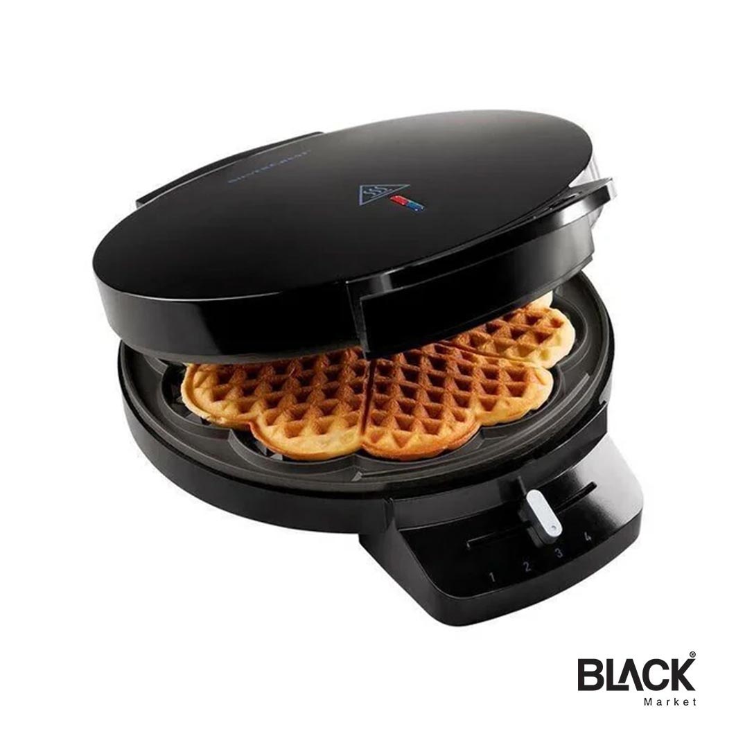 Silvercrest Market 1200W Waffle BLACK Flower Maker With - Shaped Plates Machine, - Deep Non-Stick Coating Cooking