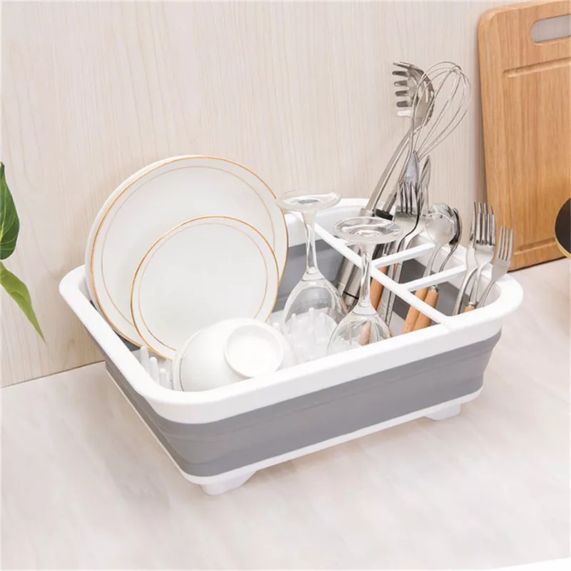 BNYD Plastic Collapsible Dish Drying Rack, Foldable Dinnerware